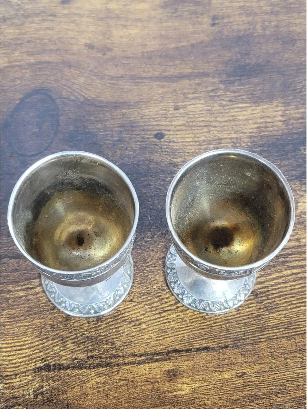 Vintage Ornate Silver Plated Goblet Pair